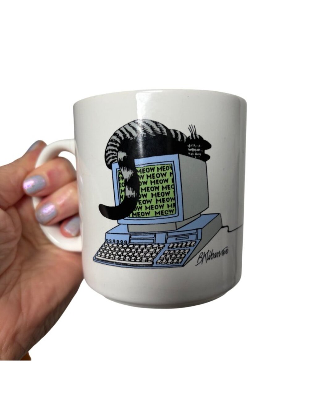 Vintage 1989 B Kliban Cat Mouse Computer Mug Tech Techie Flawed Read - Picture 11 of 11